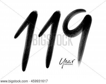 119 Years Anniversary Celebration Vector Template, 119 Number Logo Design, 119th Birthday, Black Let