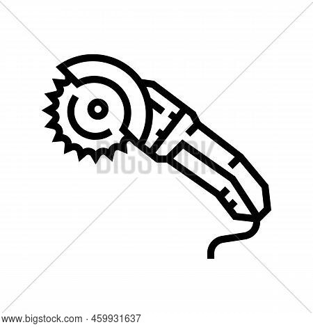 Saw Tool Repair Line Icon Vector. Saw Tool Repair Sign. Isolated Contour Symbol Black Illustration