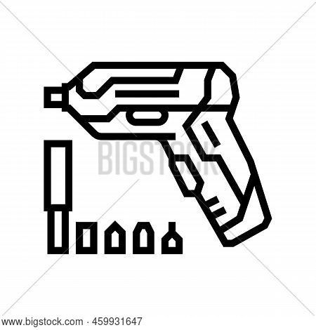 Screwdriver Tool Repair Line Icon Vector. Screwdriver Tool Repair Sign. Isolated Contour Symbol Blac