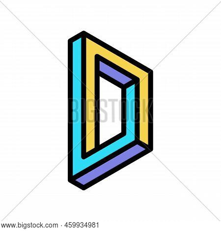 Square Impossible Geometric Shape Color Icon Vector. Square Impossible Geometric Shape Sign. Isolate