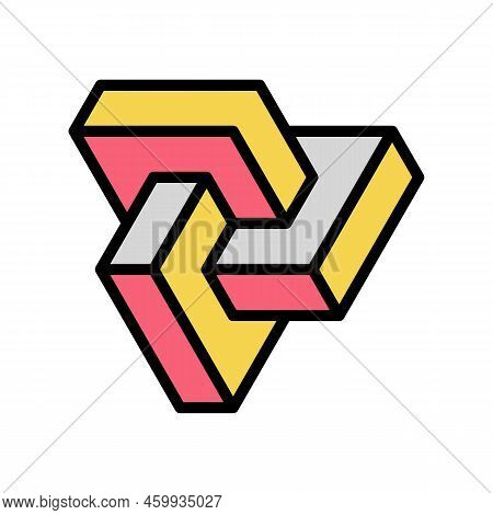 Esher Impossible Geometric Shape Color Icon Vector. Esher Impossible Geometric Shape Sign. Isolated 