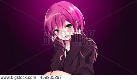 Anime Pink Hair Girl Fantasy Digital Art Landscape 3d Illustration Wallpaper