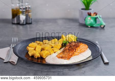 Delicious Gnocchi And Roasted Salmon With Lemon