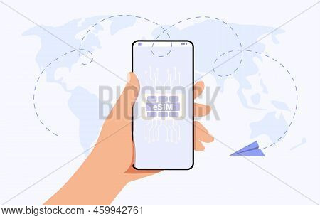 Esim Card Chip Embedded Sim Concept New Mobile Communication Technology Vector Illustration Smartpho