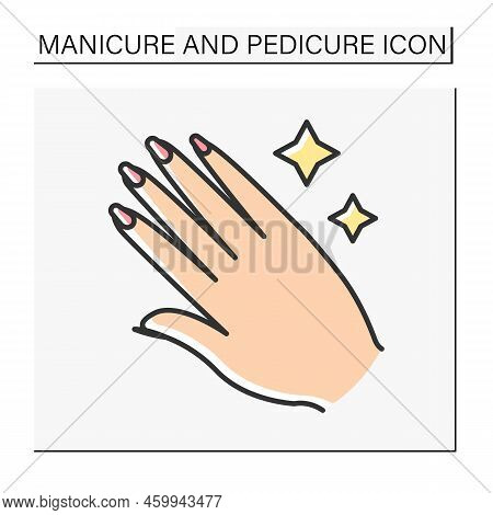 Beauty Procedure Color Icon. Glowing Manicure After Salon. Spa Center. Well-groomed Hand.manicure An