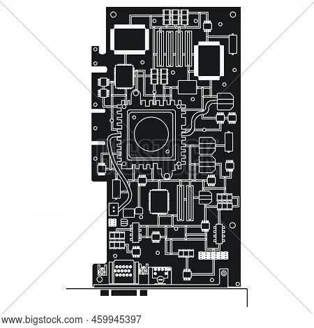 Cpu Chip Technology Vector Digital Electronic Solid Black. Computer Processor Illustration Board Ico