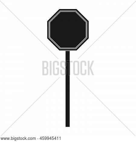 Road Sign Traffic Blan Vector Illustration Black Solid. Isolated White Street Information Direction 