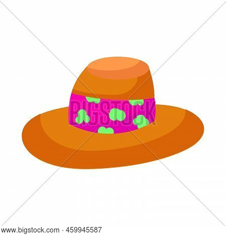 Summer Cap Or Cartoon Hat And Sunhat Icon. Beach Accessory Girl And Elegant Clothes Isolated Vector 