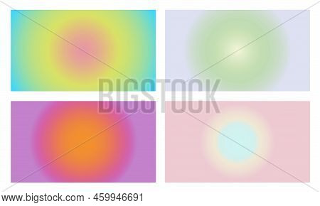 Set Of Colorful Gradient Blur Abstract Background Vector. Bright Aura Art Shape Texture Pattern. Sof