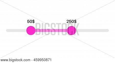 Price Range Scrollbar In Web Form, Online Application. Filter Slider On Website, Flat User Interface