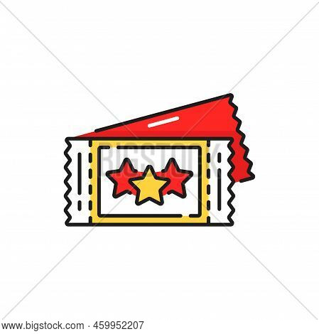 Funfair Carnival Ticket Isolated Coupons Color Line Icon. Vector Carnival Vintage Admit, Retro Entry