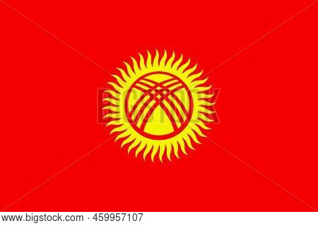 Kyrgystan Flag Background Illustration Red Yellow Sun Tunduk