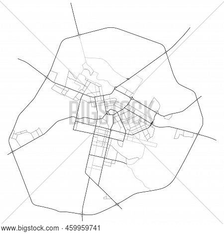 Nur-sultan (astana, Kazakhstan) City With Highways, Major And Minor Roads, Town Footprint Plan. City