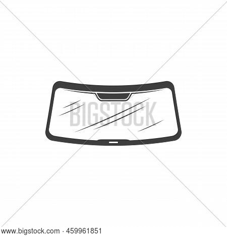 Car Windshield Or Windscreen Auto Glass Front Wind. Vector Isolated Vehicle Windshield Icon