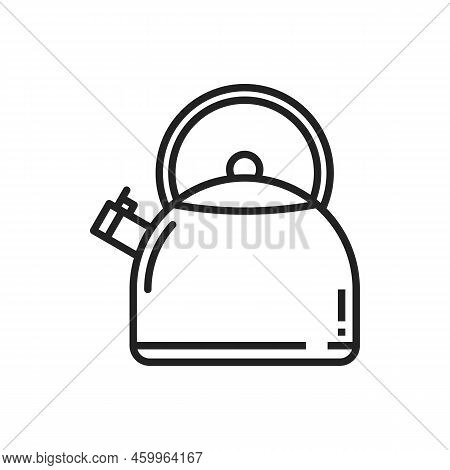 Kettle Teapot Vector Thin Line Icon. Kitchen Utensils Stovetop Kettle