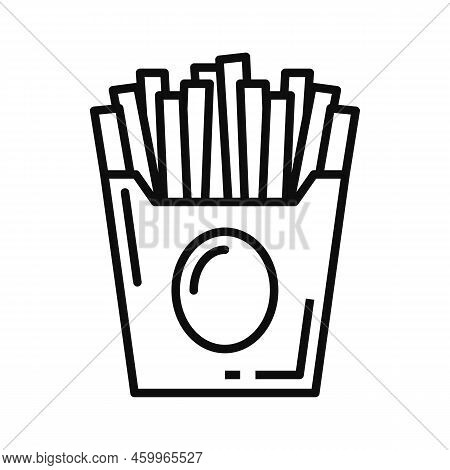 Fried Striped Potato Isolated Outline French Fries Line Art Icon. Vector Linear Sign Of Striped Pota