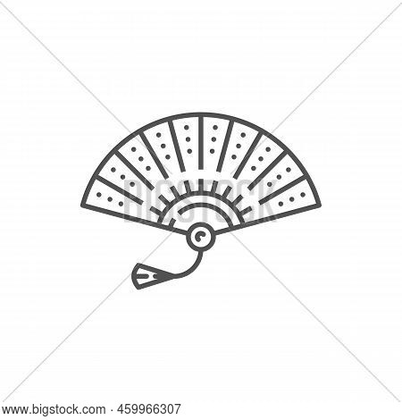 Handheld Fan Isolated Chinese Or Japanese Symbol. Vector Traditional Korean Souvenir Of Paper, Folda