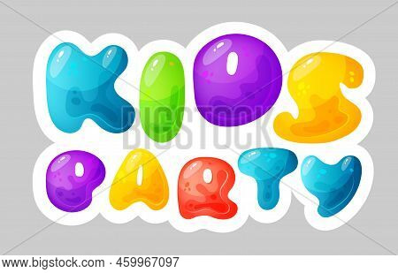 Kids Zone Vector Cartoon Banner. Colorful Letters For Childrens Playroom Decoration. Sign For Childr