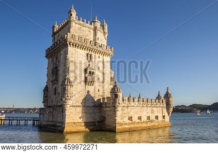 Torre De Belem In The Tejo River In Lisbon, Portugal