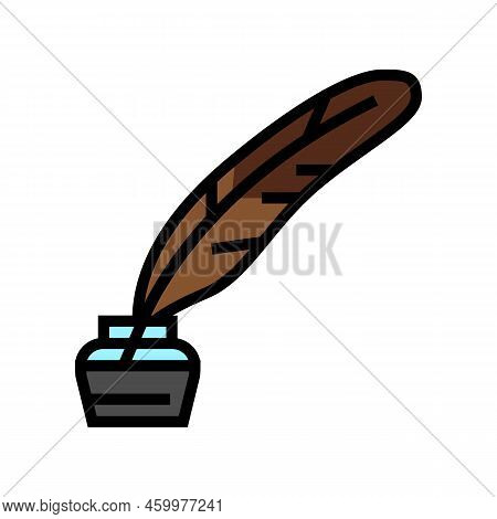 Ink Feather Soft Fluffy Color Icon Vector. Ink Feather Soft Fluffy Sign. Isolated Symbol Illustratio