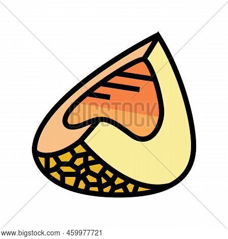 Cut Melon Yellow Color Icon Vector. Cut Melon Yellow Sign. Isolated Symbol Illustration