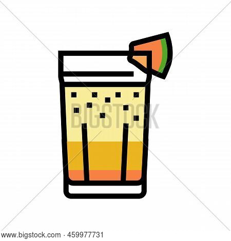 Cocktail Melon Color Icon Vector. Cocktail Melon Sign. Isolated Symbol Illustration