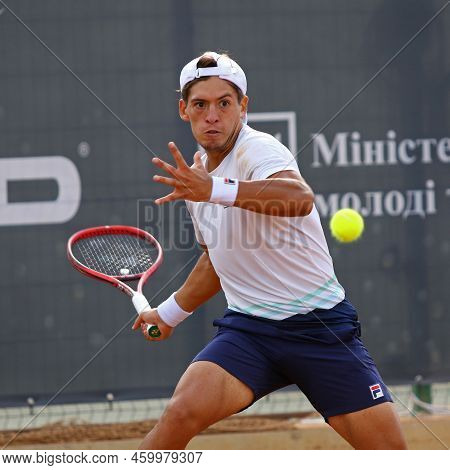 Kyiv, Ukraine - September 7, 2021: Sebastian Baez Of Argentina In Action During Atp Challenger Kyiv 