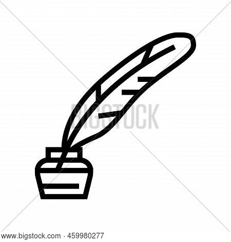 Ink Feather Soft Fluffy Line Icon Vector. Ink Feather Soft Fluffy Sign. Isolated Contour Symbol Blac