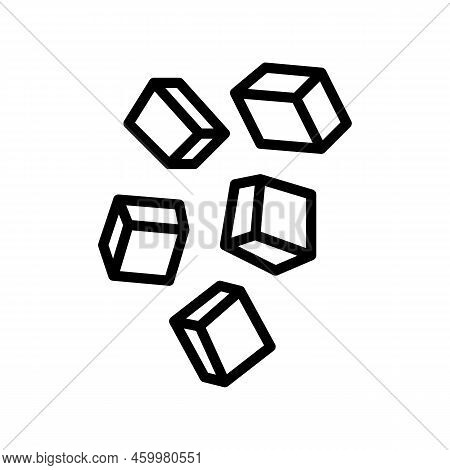 Cube Cut Mango Line Icon Vector. Cube Cut Mango Sign. Isolated Contour Symbol Black Illustration