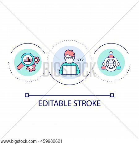 Programmer Analyst Loop Concept Icon. Network Developer Abstract Idea Thin Line Illustration. Comput