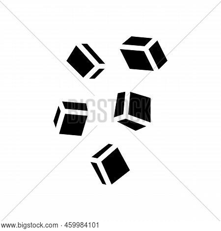 Cube Cut Mango Glyph Icon Vector. Cube Cut Mango Sign. Isolated Symbol Illustration