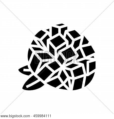 Slice Mango Cube Leaf Glyph Icon Vector. Slice Mango Cube Leaf Sign. Isolated Symbol Illustration