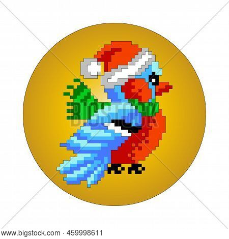 Winter Bird - Snigir. Pixel Image. Design Element.
