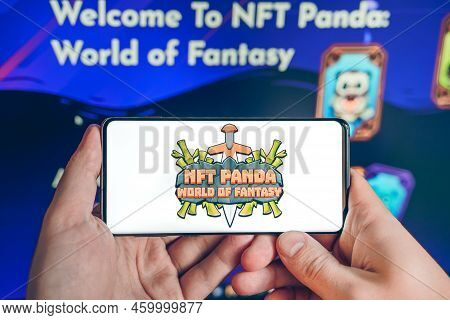 Russia Moscow 25.12.2021 Logo Of Nft Panda:world Of Fantasy. Blockchain Ethereum Cryptocurrency Stra