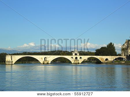 The famous medieval bridge Pont Saint-Benezet in Avignon, France