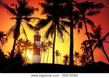 Lighthouse At Sunset