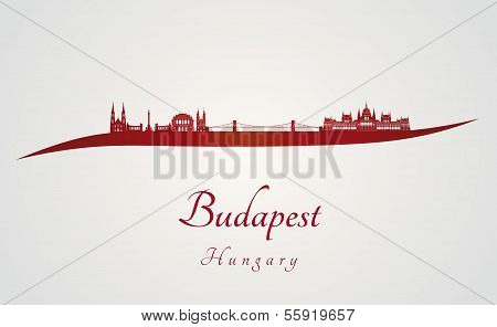 Budapest Skyline In Red