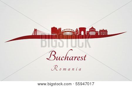Bucharest Skyline In Red