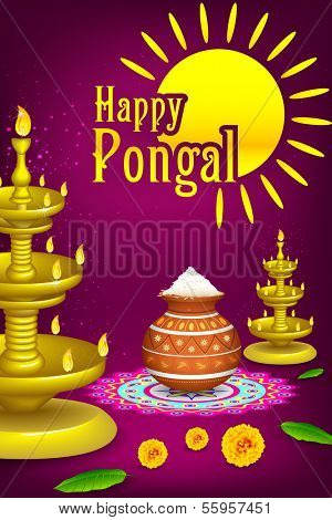 illustration of Happy Pongal greeting background