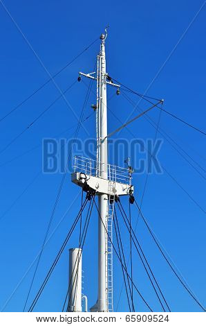 Mast Ship Against Of Blue Sky