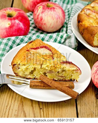Pie With Apples On Plate And Board