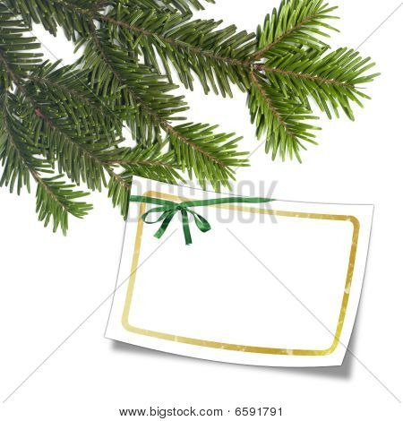 Carte avec arbre de Noël et cadre blanc