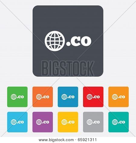 Domain CO sign icon. Top-level internet domain