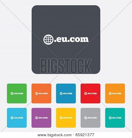 Domain EU.COM sign icon. Internet subdomain