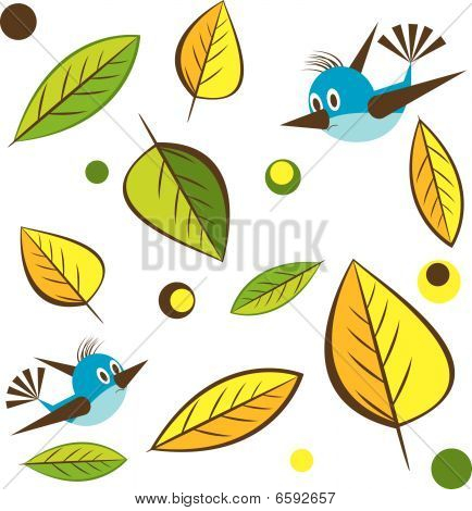 Background with leaf Ñ„Ñ‚Ð² bird. Vector Illustration