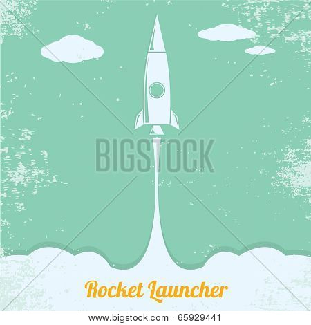 vintage style retro poster of Rocket launcher