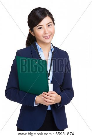 Business woman with clipboard