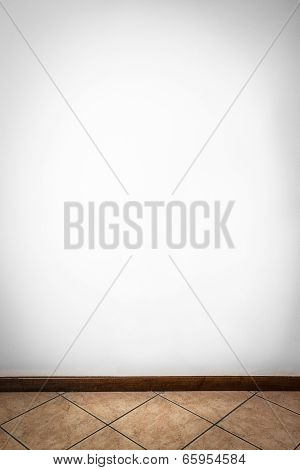empty wall with concrete floor and white background