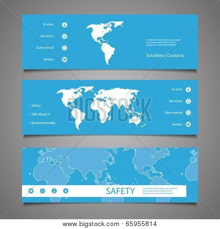 Web Design Elements - Header Design with Earth Map