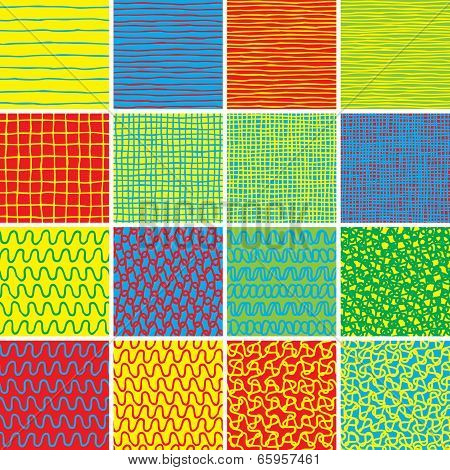 Basic Doodle Seamless Pattern Set No.1 In Colors